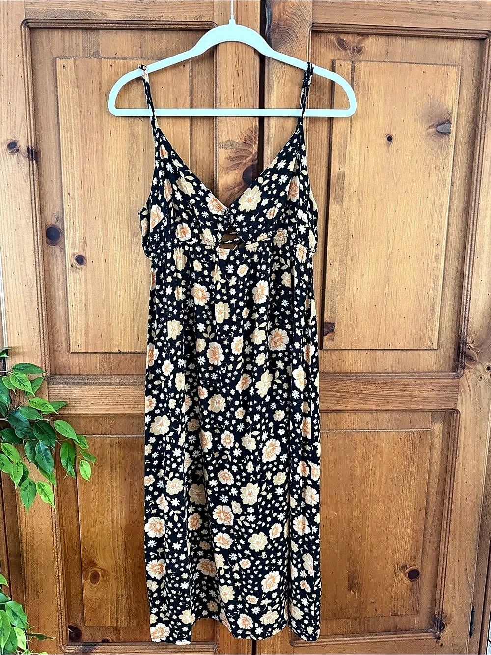 RVCA Dreamscape Floral Maxi Dress Black & Orange Like New